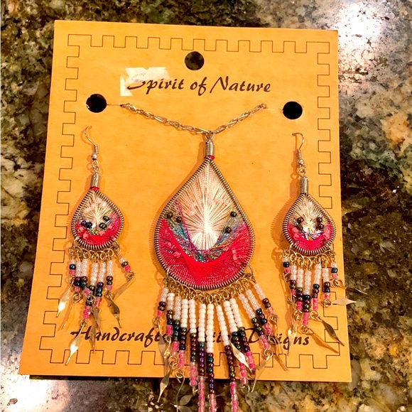 NECKLACE AND EARRINGS PIERCED SOUTHWESTERN STYLE FROM SANTA FE. - Picture 2 of 4